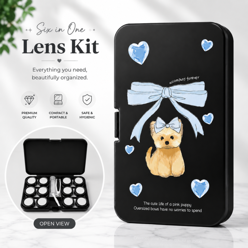 Black Ribbon Puppy 6-in-1 Premium Contact Lens Kit Box