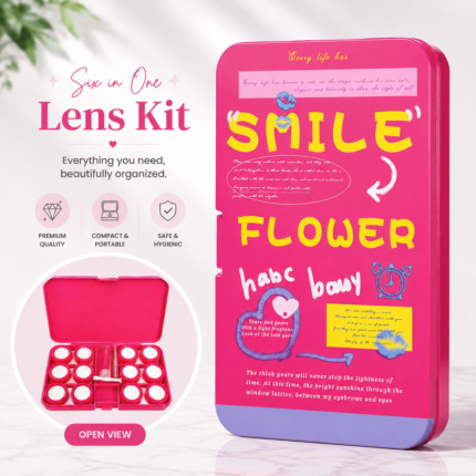 Pink Smile Flower 6-in-1 Premium Contact Lens Kit Box