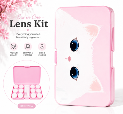 Blue Eyes Kitty 6-in-1 Premium Contact Lens Kit Box