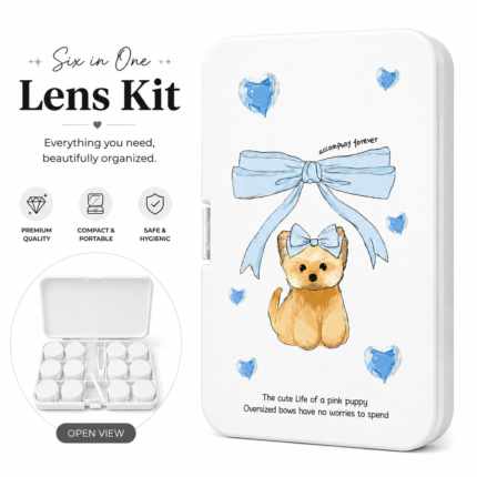 White Ribbon Puppy 6-in-1 Premium Contact Lens Kit Box