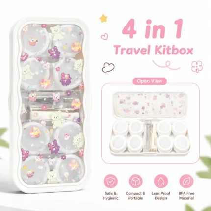 Sweet Bear Pink 4 In 1 Contact Lens Travel Kitbox