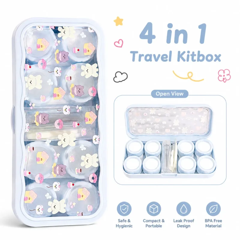 Sky Bear Blue 4 In 1 Contact Lens Travel Kitbox