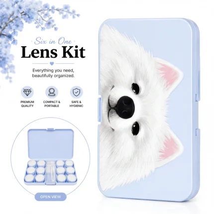 Snow Puppy Blue 6-in-1 Premium Contact Lens Kit Box