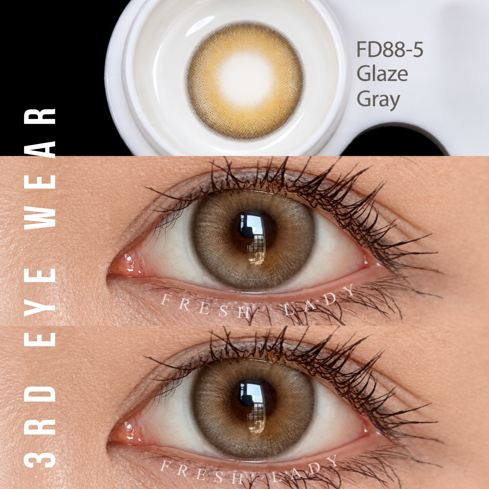 photo-output-1-23 Freshlady Glaze Gray Contact Lens - Image 1