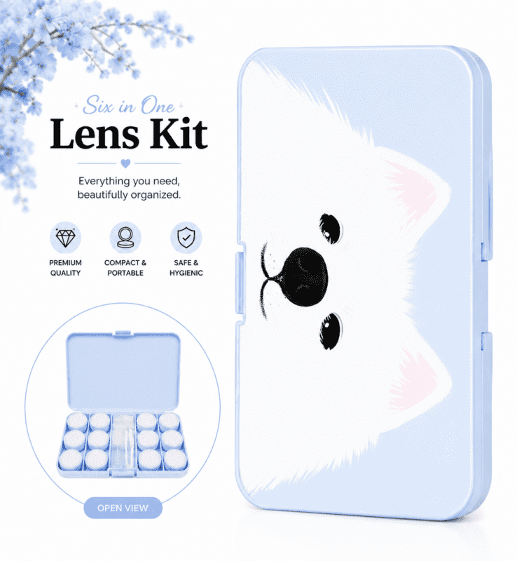 Snow Puppy Blue 6-in-1 Premium Contact Lens Kit Box